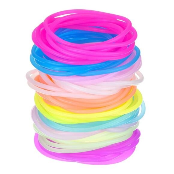 Multicolor Silicone Jelly Bracelets Hair Ties for Girls Women, 100 Pieces - Picture 1 of 7